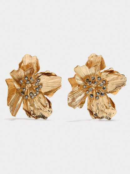 Maxi Flower Earrings With Crystals