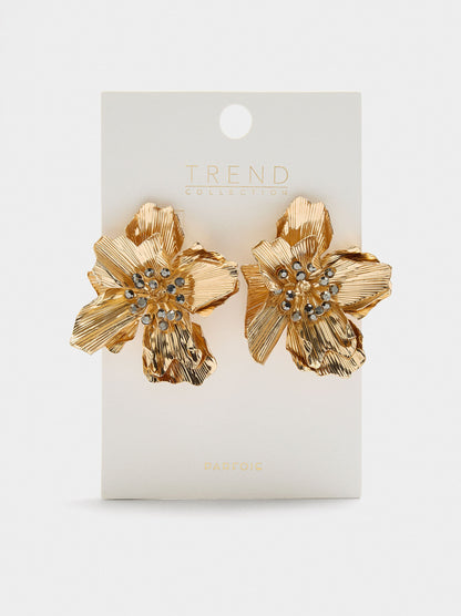Maxi Flower Earrings With Crystals