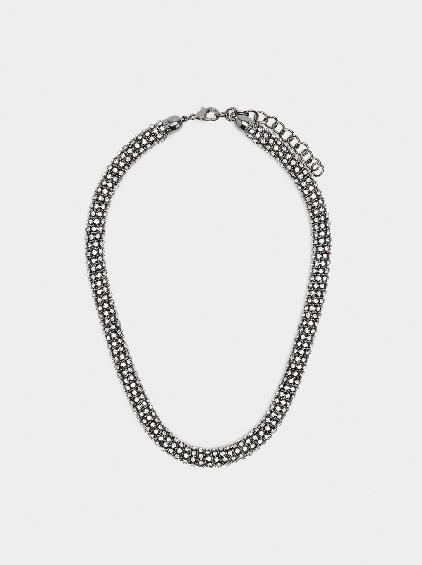 Tubular Necklace With Crystals