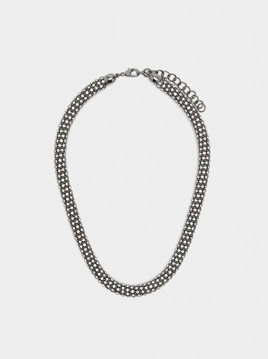 Tubular Necklace With Crystals