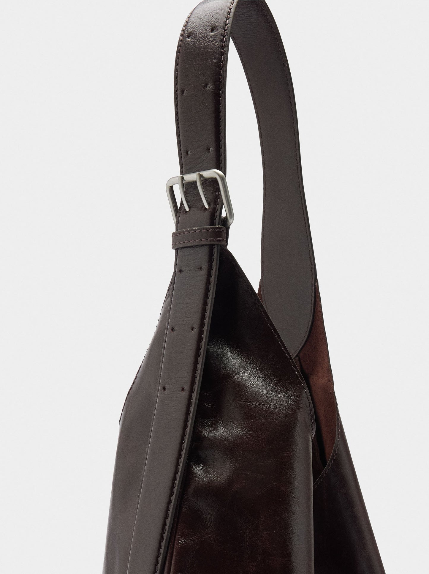 Leather Shoulder Bag With Buckle