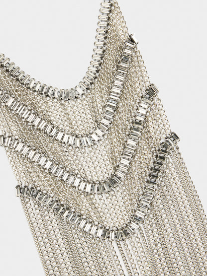 Long Maxi Necklace With Crystals