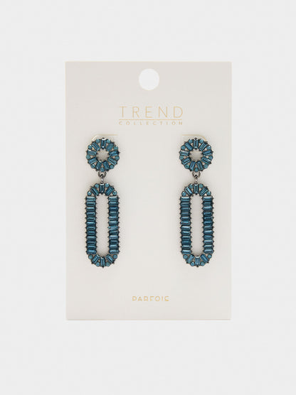 Maxi Elongated Earrings With Crystals