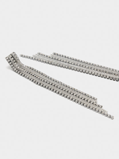 Maxi Long Earrings With Chains And Crystals