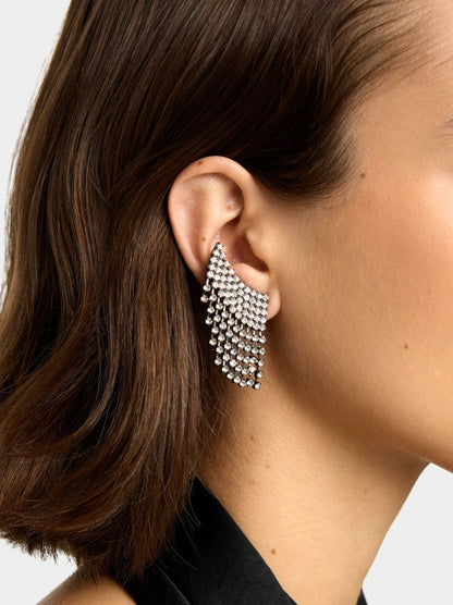 Earrings Ear Jacket Wings With Crystals