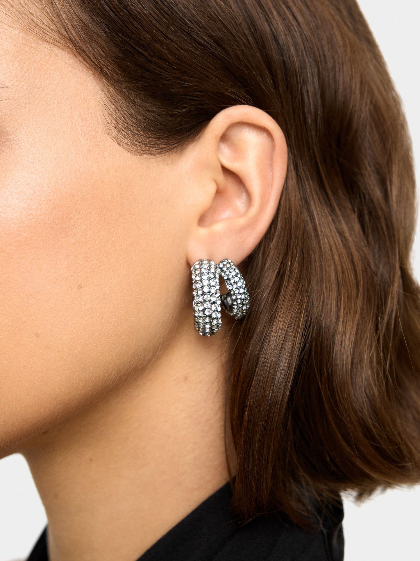 Open Hoop Earrings With Double Effect With Crystals