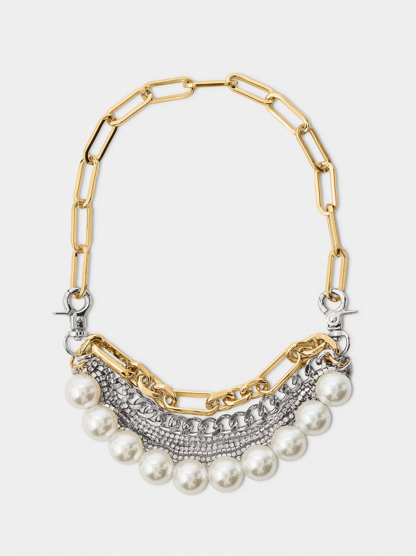 Necklace With Pearls And Bicolor Links