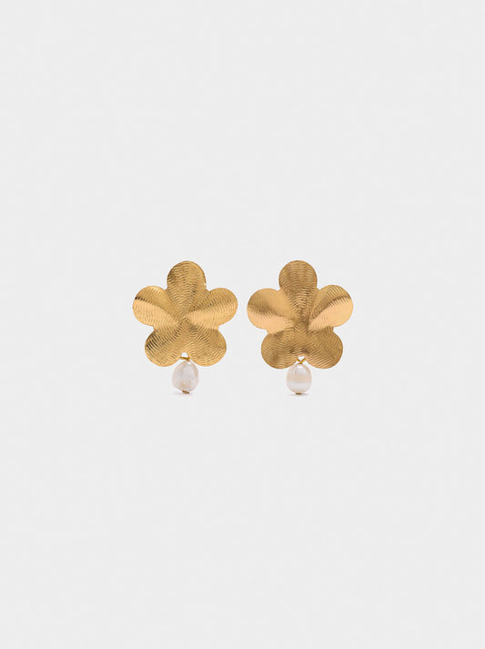 Flower Earrings With Pearls