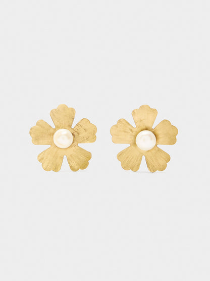 Flower Earrings With Freshwater Pearls