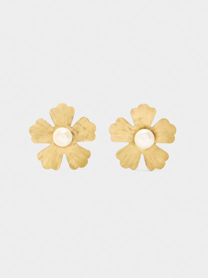Flower Earrings With Freshwater Pearls