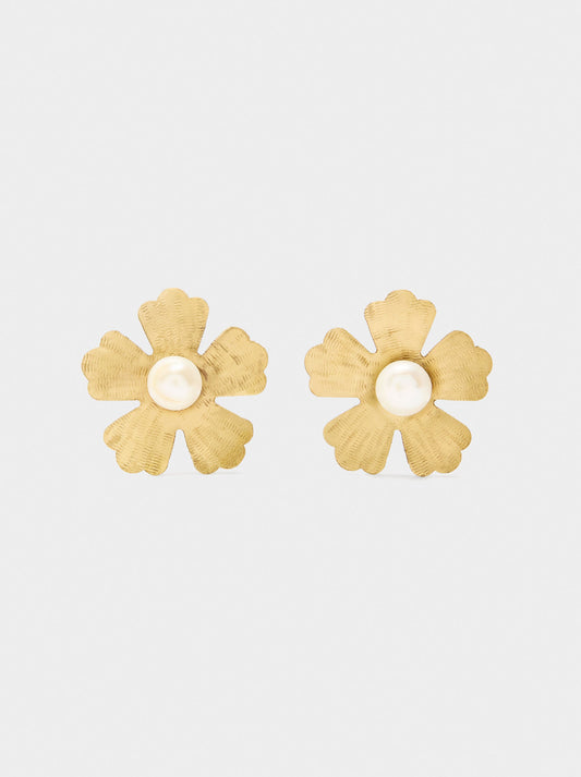 Flower Earrings With Freshwater Pearls
