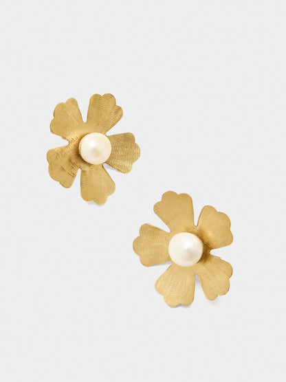 Flower Earrings With Freshwater Pearls