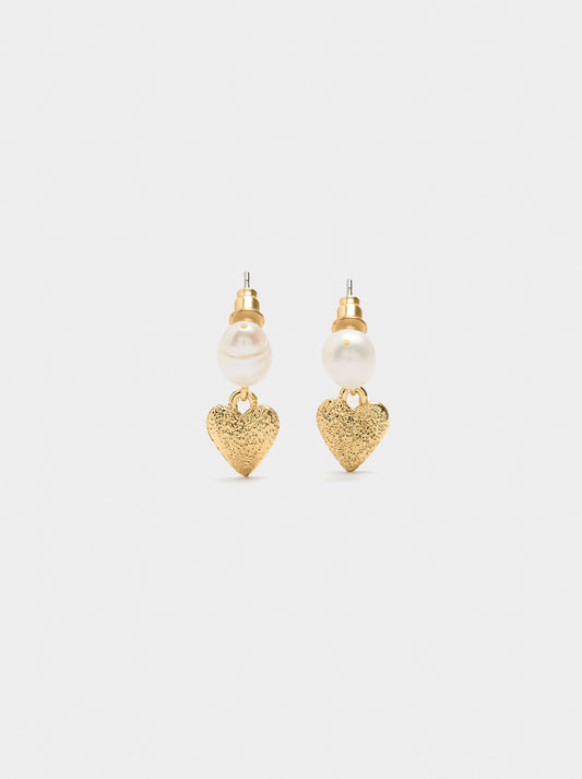 Heart Earrings With Freshwater Pearls