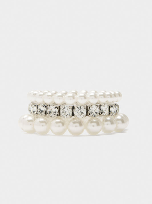 Set Of Elastic Bracelets With Crystals