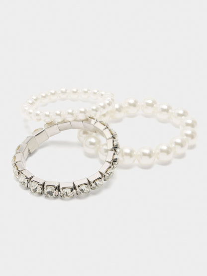 Set Of Elastic Bracelets With Crystals