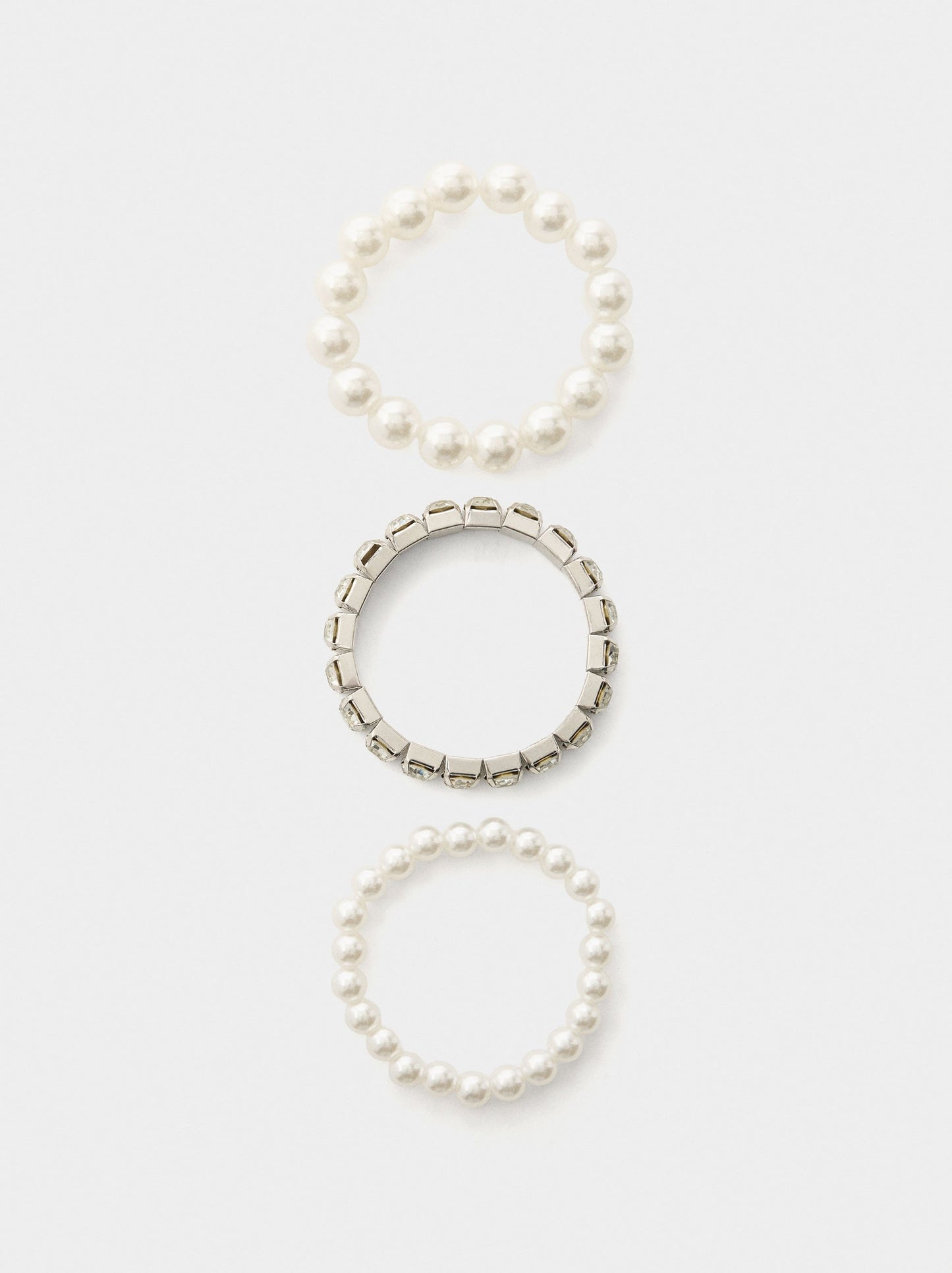 Set Of Elastic Bracelets With Crystals