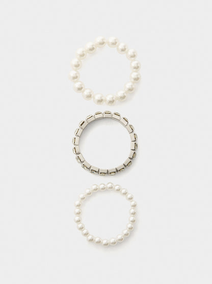 Set Of Elastic Bracelets With Crystals