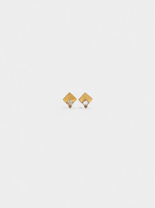 Square Earrings With Squares And Cubic Zirconia