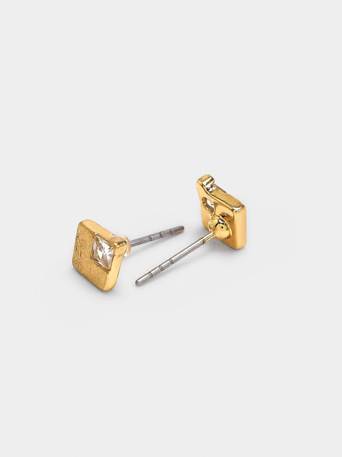 Square Earrings With Squares And Cubic Zirconia