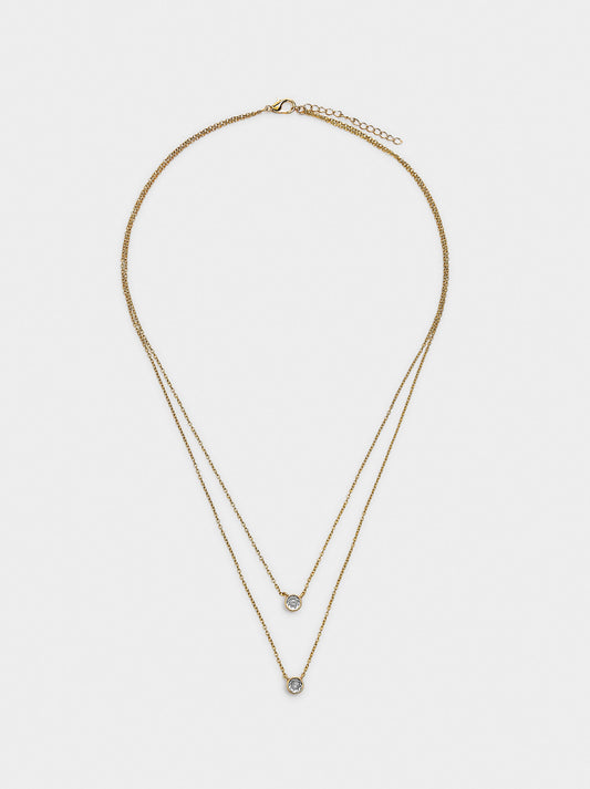 Set Of Necklaces With Links And Zirconias