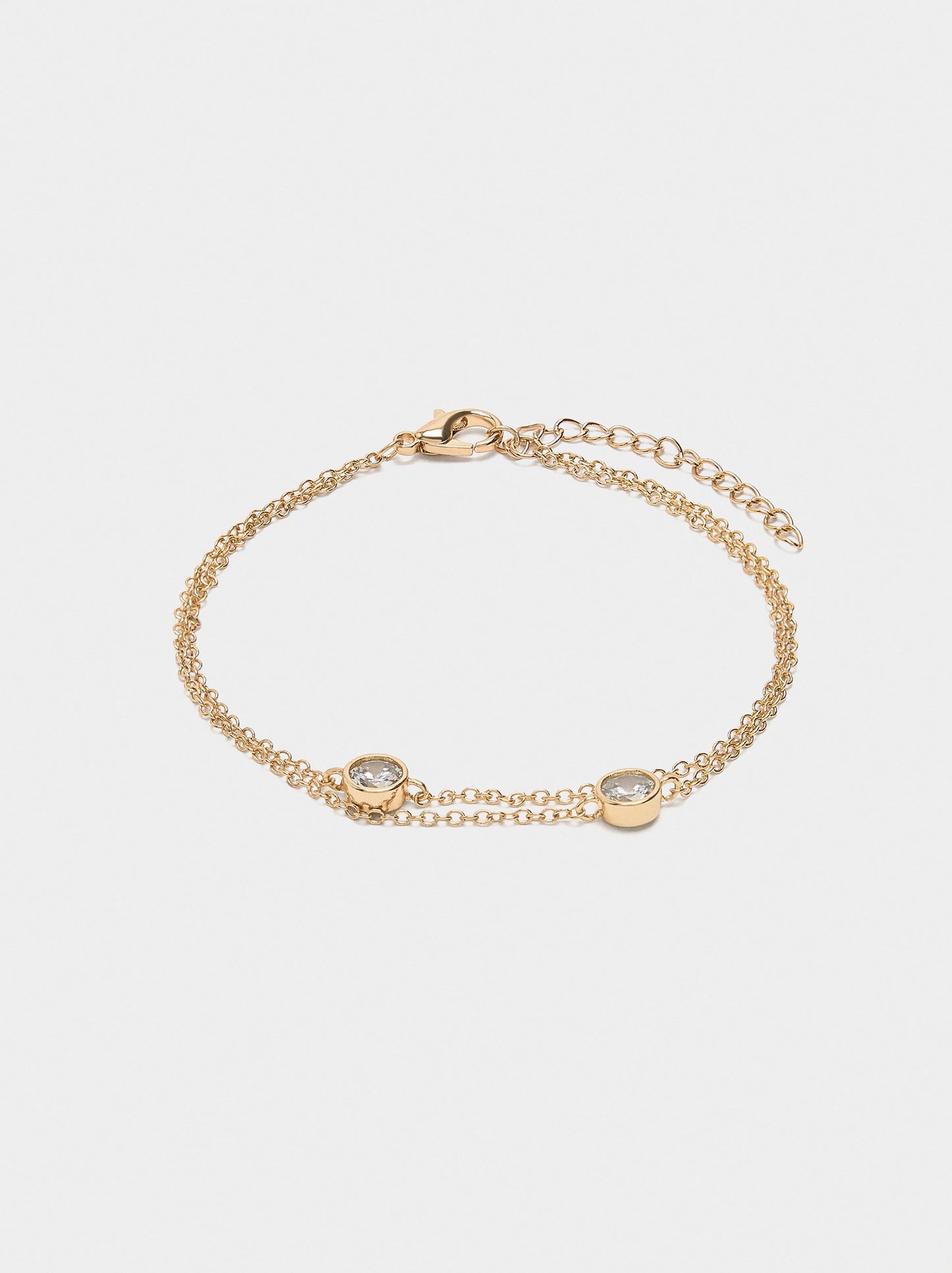 Double Link Bracelet With Zirconia