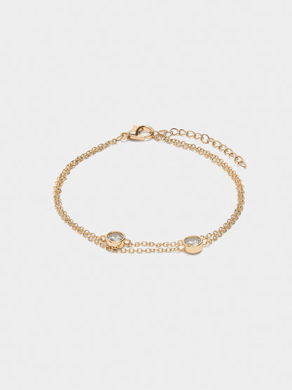 Double Link Bracelet With Zirconia