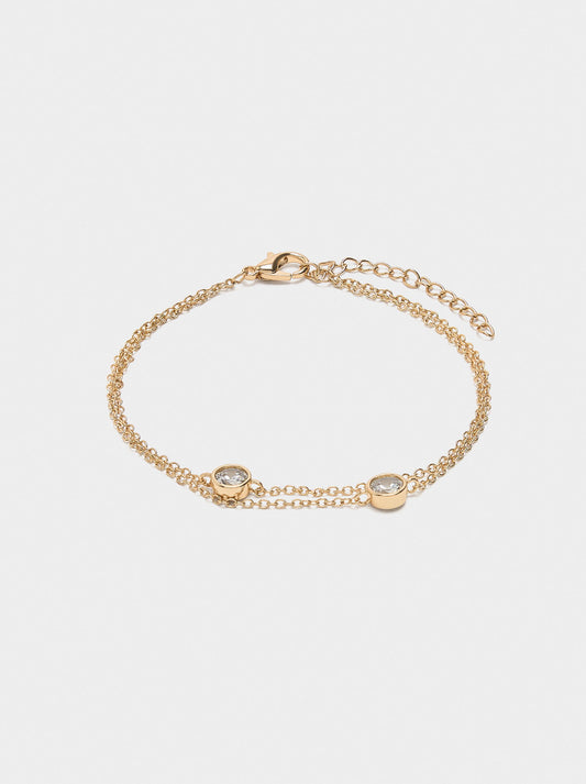 Double Link Bracelet With Zirconia