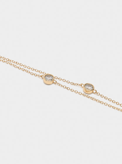 Double Link Bracelet With Zirconia
