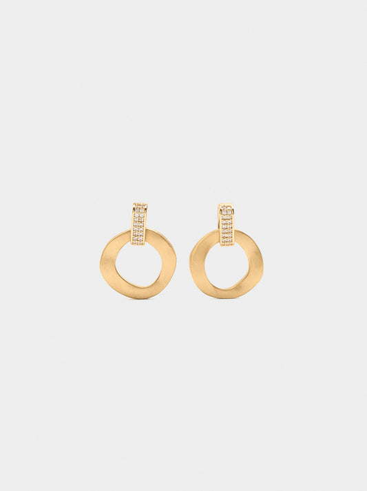 Irregular Hoop Earrings With Cubic Zirconia