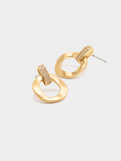 Irregular Hoop Earrings With Cubic Zirconia