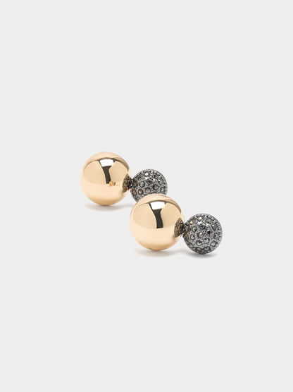 Short Earrings With Bicolor Spheres
