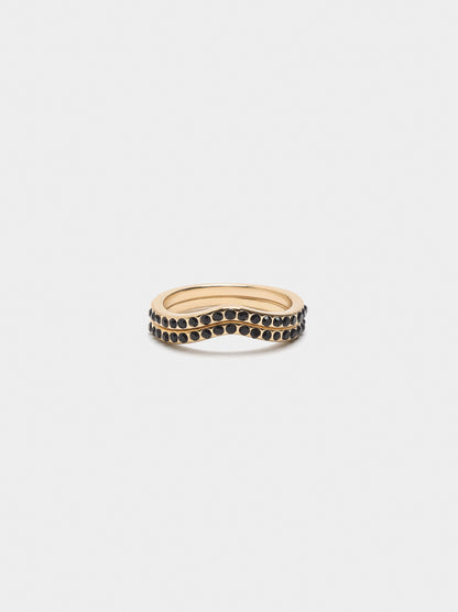 Double Ring With Wave And Crystals