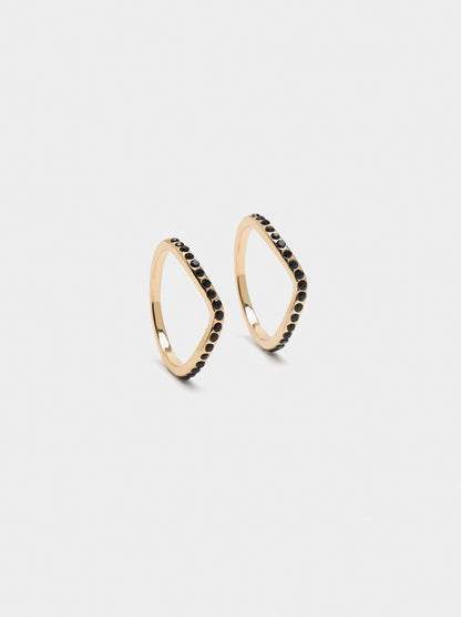Double Ring With Wave And Crystals