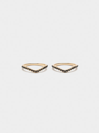 Double Ring With Wave And Crystals