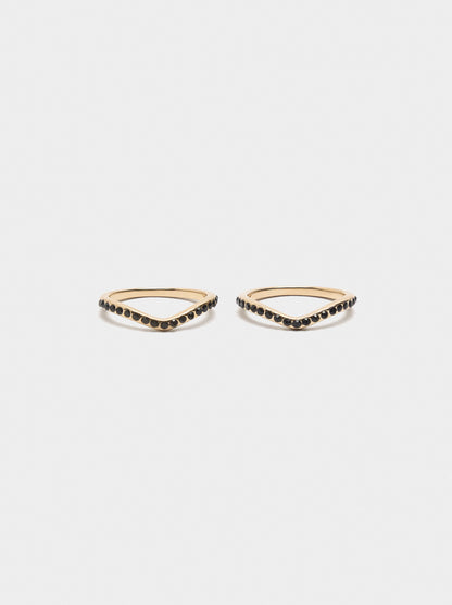 Double Ring With Wave And Crystals