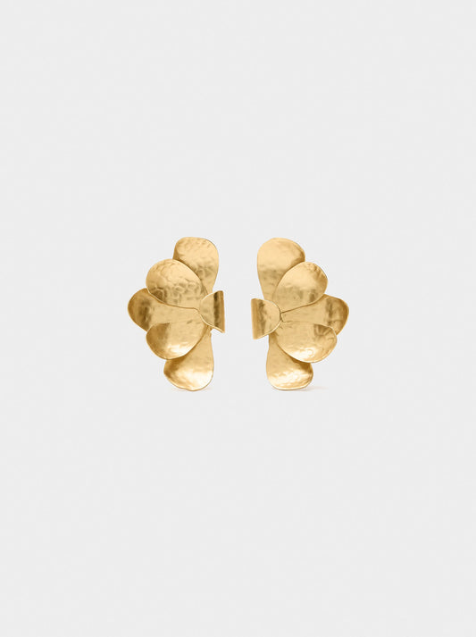 Half-Flower Earrings With Embossed