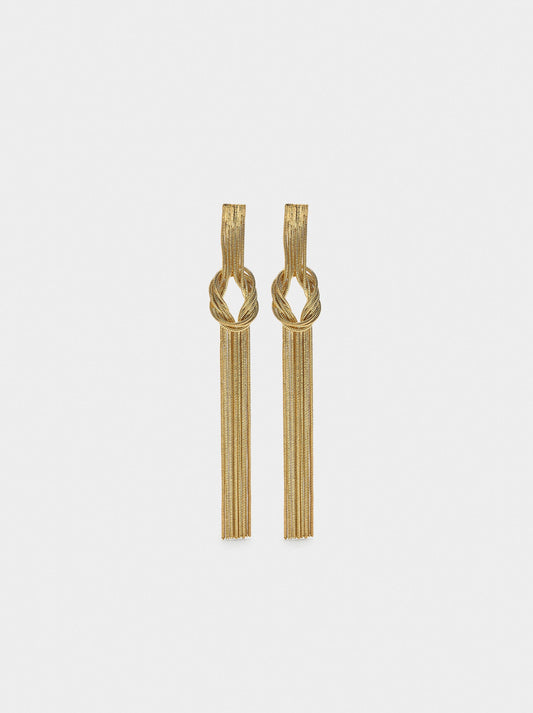 Long Earrings With Intertwined Fringes