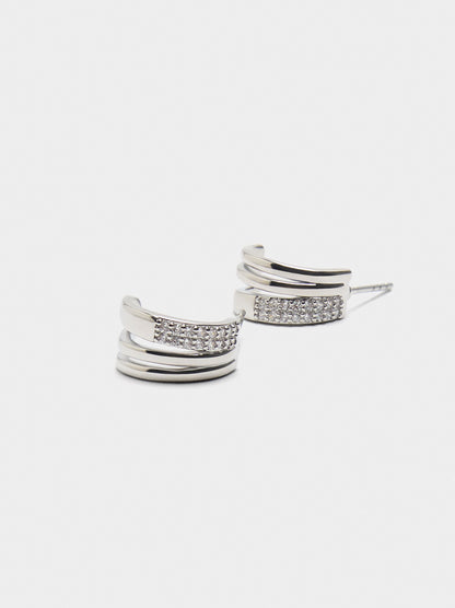 Open Hoop Earrings With Zirconia
