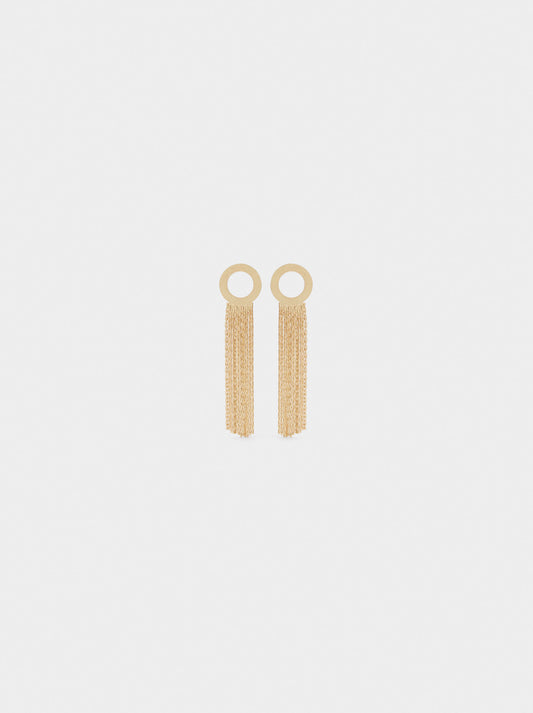 Long Hoop Earrings With Fringes