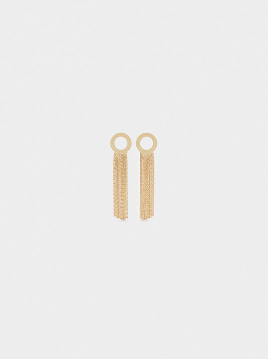 Long Hoop Earrings With Fringes