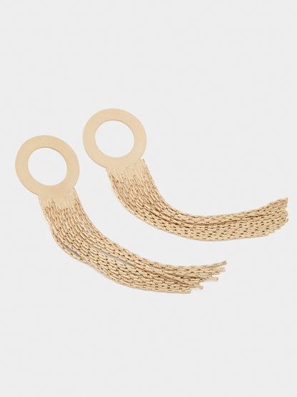 Long Hoop Earrings With Fringes