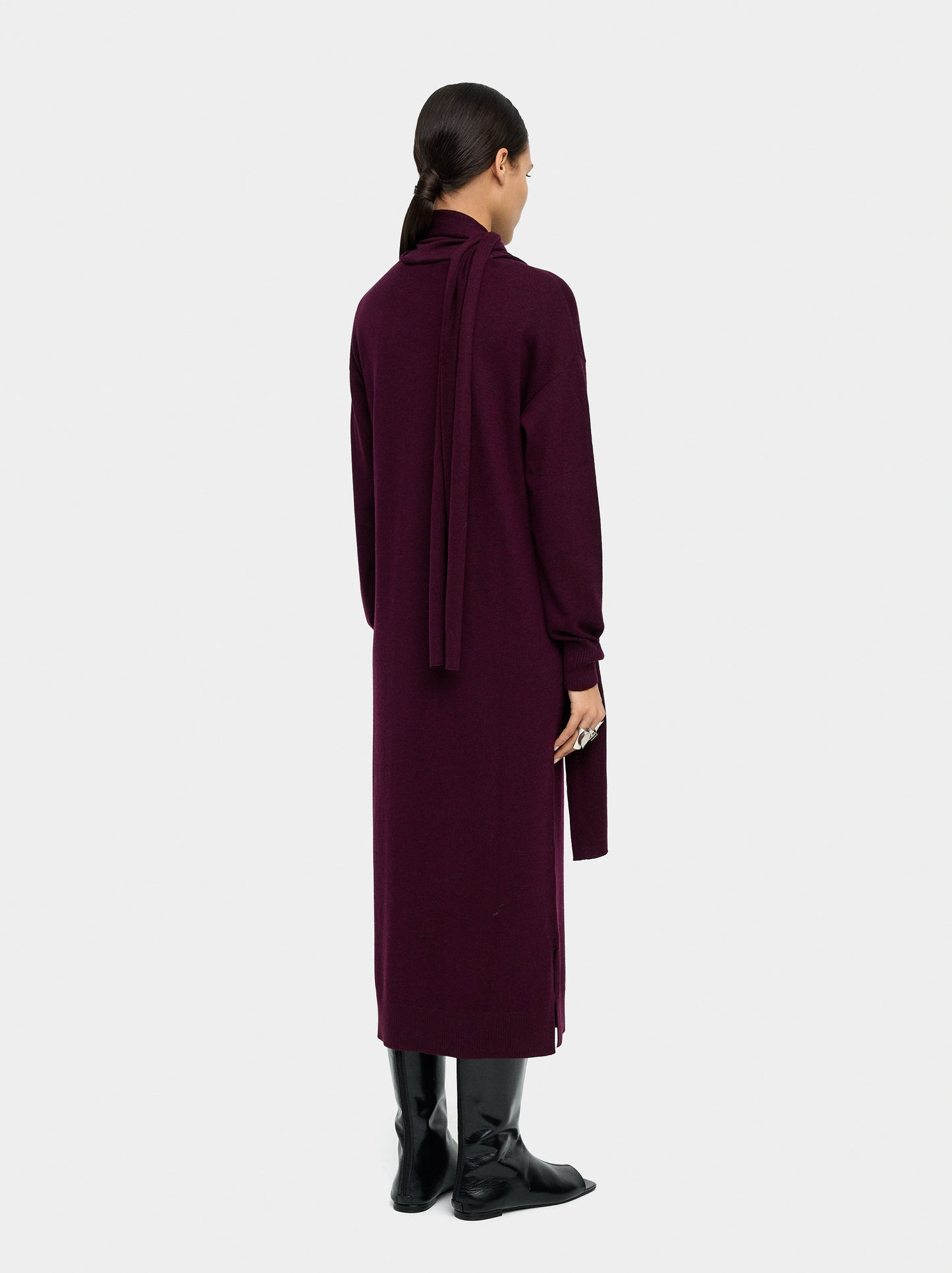 Midi Knit Dress With Scarf