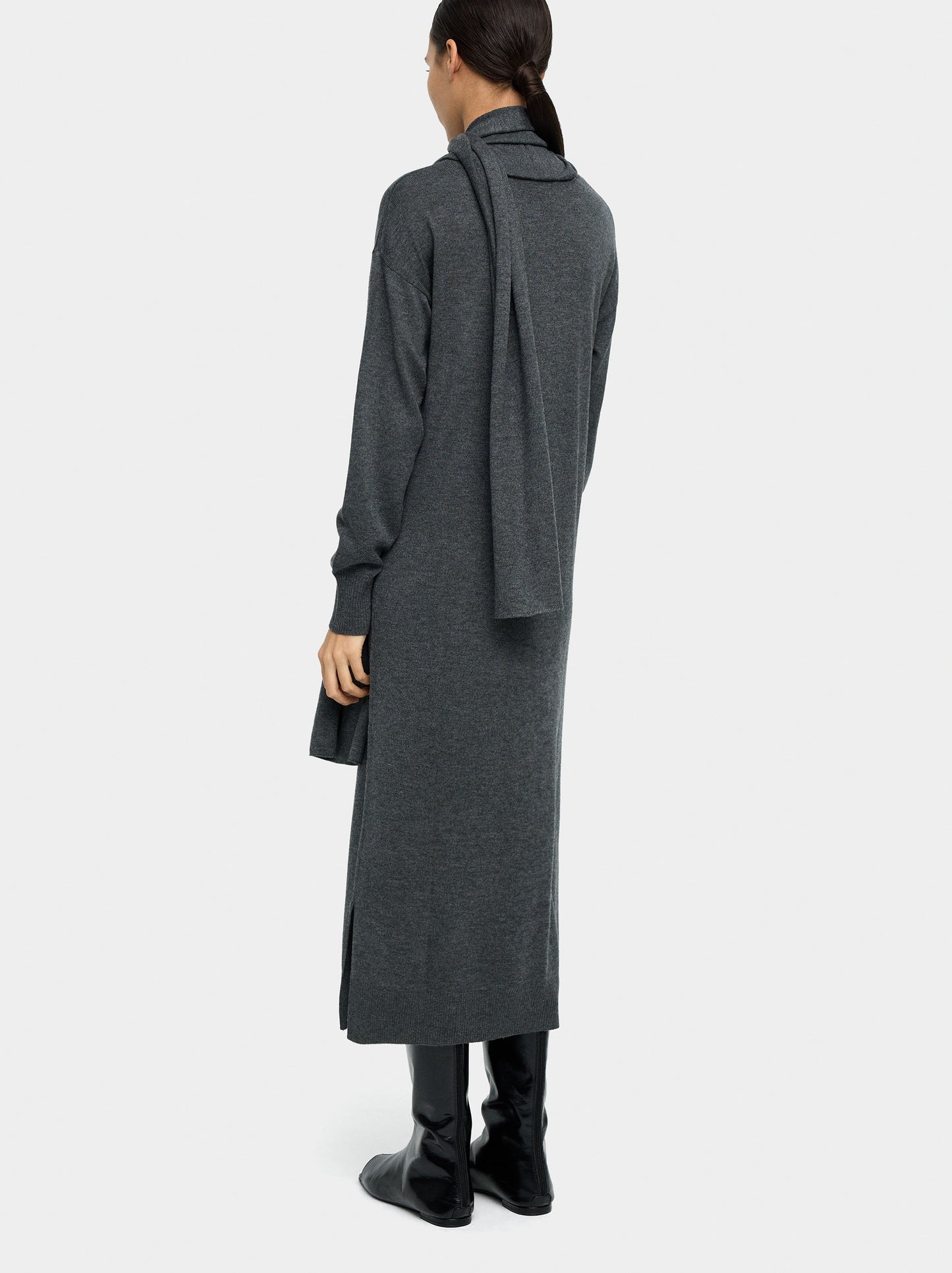 Midi Knit Dress With Scarf