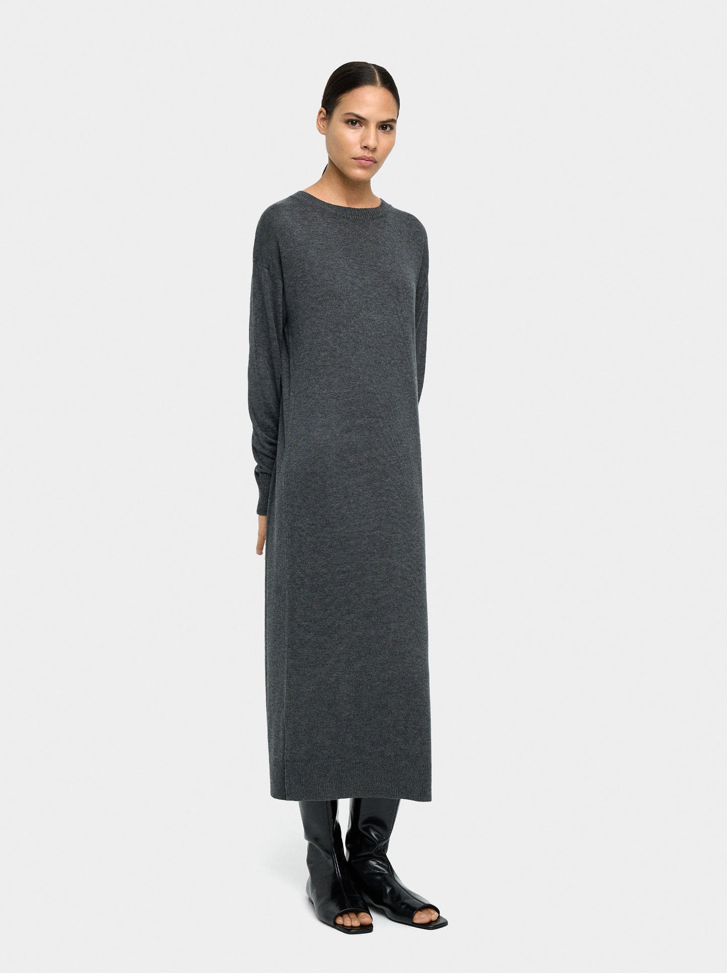 Midi Knit Dress With Scarf
