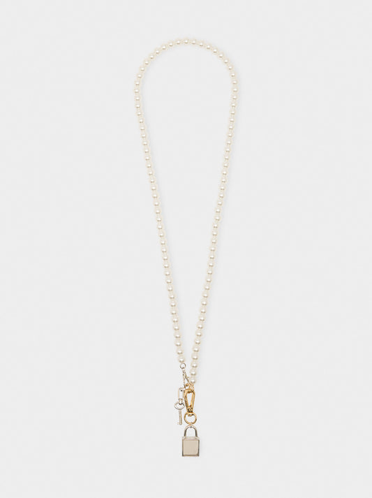 Necklace Of Pearls With Padlock Pendant