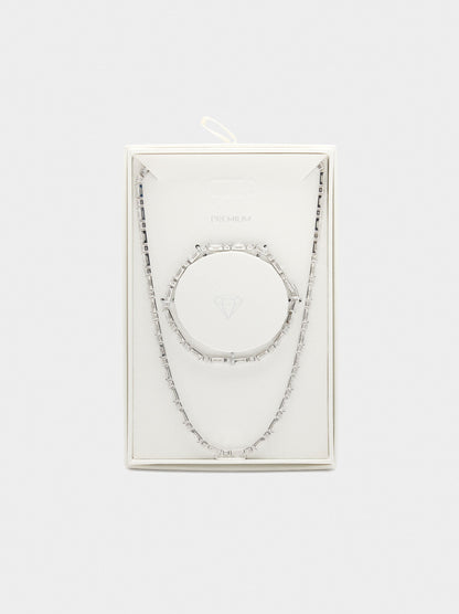 Necklace And Bracelet Set With Zirconia