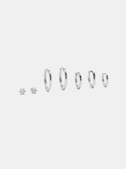 Set Of Hoop Earrings And Earring With Zirconia