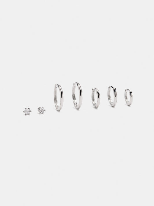 Set Of Hoop Earrings And Earring With Zirconia
