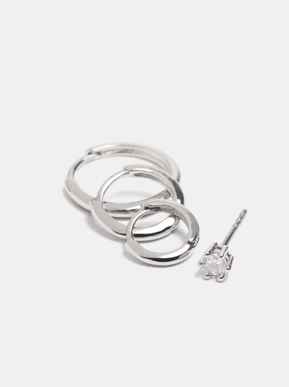 Set Of Hoop Earrings And Earring With Zirconia