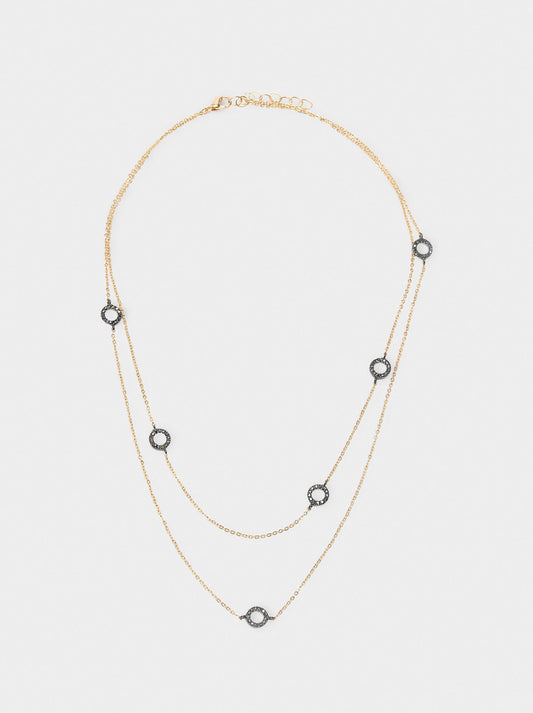 Double Hoop Necklace With Zirconia